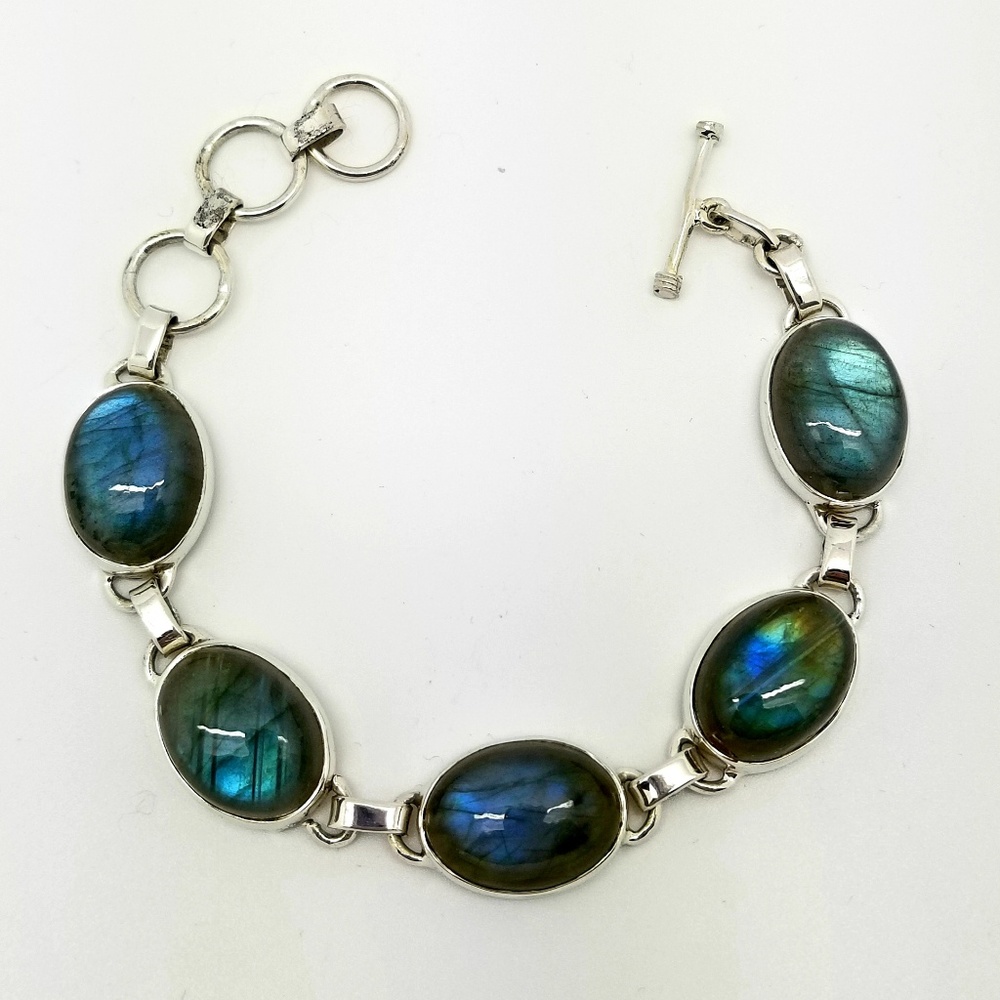 Labradorite Sterling Silver Oval Bracelet